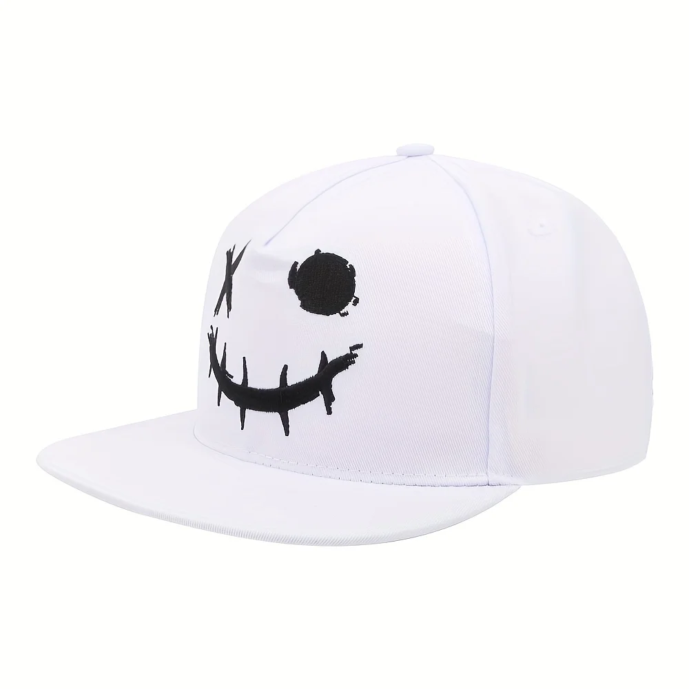 [قبعة بيسبول مطرزة Smile] قبعة سائق الشاحنة للجنسين - قبعة بيسبول مطرزة بالابتسامة - قبعة هيب هوب للمهرجانات