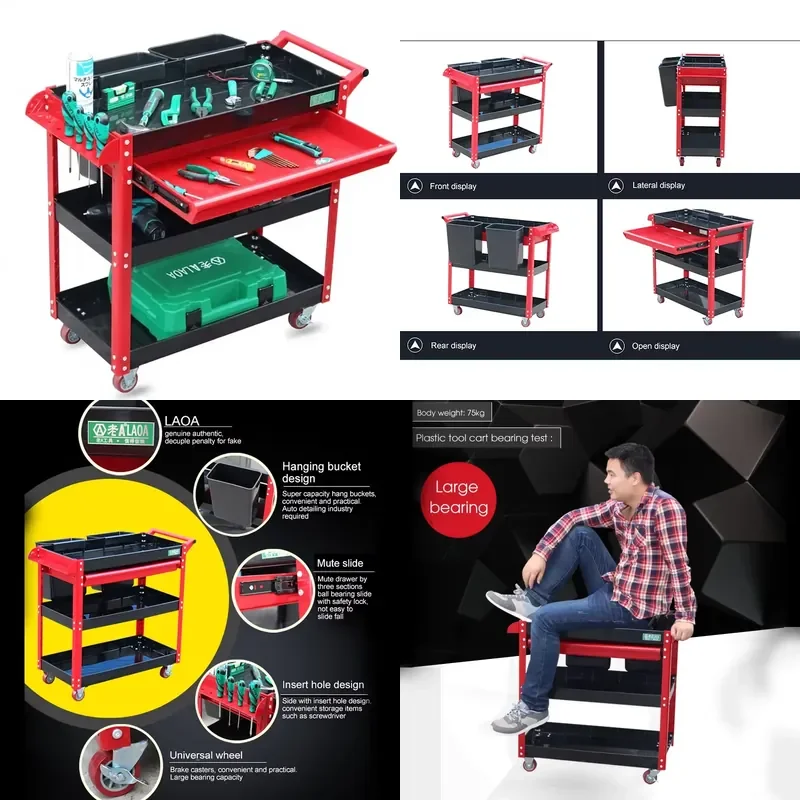 for LAOA Movable ABS Green 10kg Tool Cabinet Trolley 4 Layers with Universal Wheels OEM Without Tools