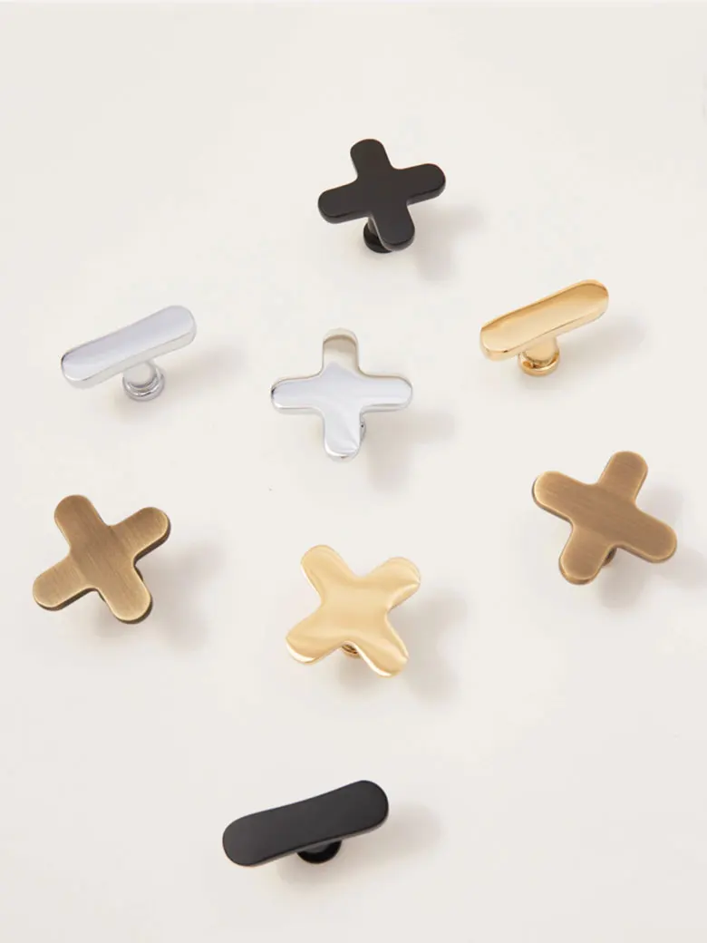 Creative Plus Minus Sign Cabinet Handles Brass Drawer Knobs for Children's Room Gold Silver Wardrobe Pulls Kitchen Accessories
