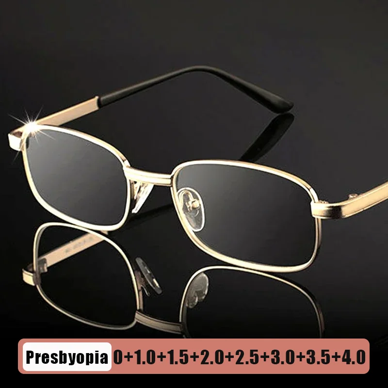 Gold Silver Metal Frame Reading Glasses Men Women Presbyopia Magnifying Fashion Square Full-frame +1.0 1.5 2.0 2.5 3.0 3.5 4.0