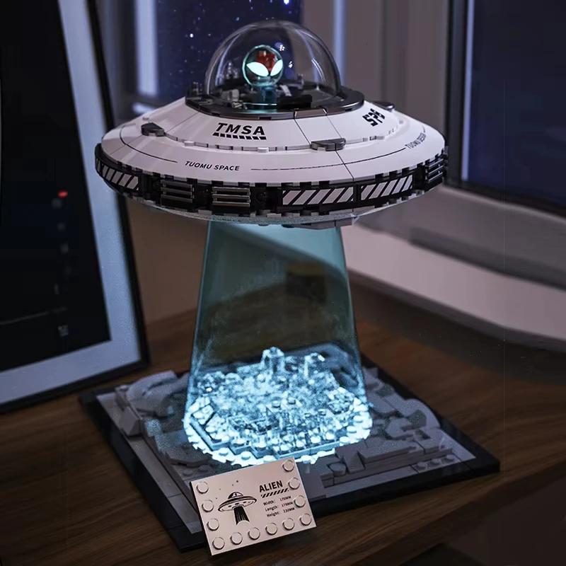 Caliente 601 Uds MOC espacio técnico UFO nave espacial bloques de construcción nave espacial ladrillos modelo montaje DIY juguetes para niños regalo de cumpleaños