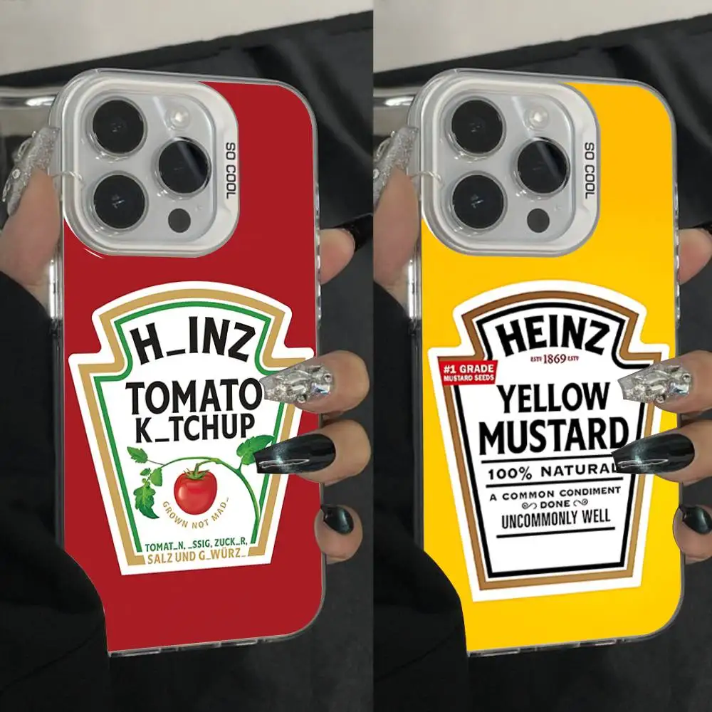 

H-Heinz Tomato Ketchup Mustard Case For iPhone 16,15,14,13,12,11,Pro,Max,Plus,Mini,XS,SE Anti Fall Gray White Matte Hard Bumper