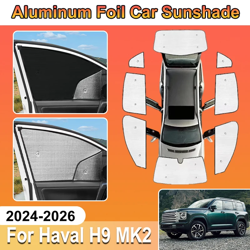 

For Haval H9 2026 Accessories 2023 2024 MK2 Car Sun Shades Window Covers Aluminium Foil Heat Shield UV Protector Sun Baffle Auto