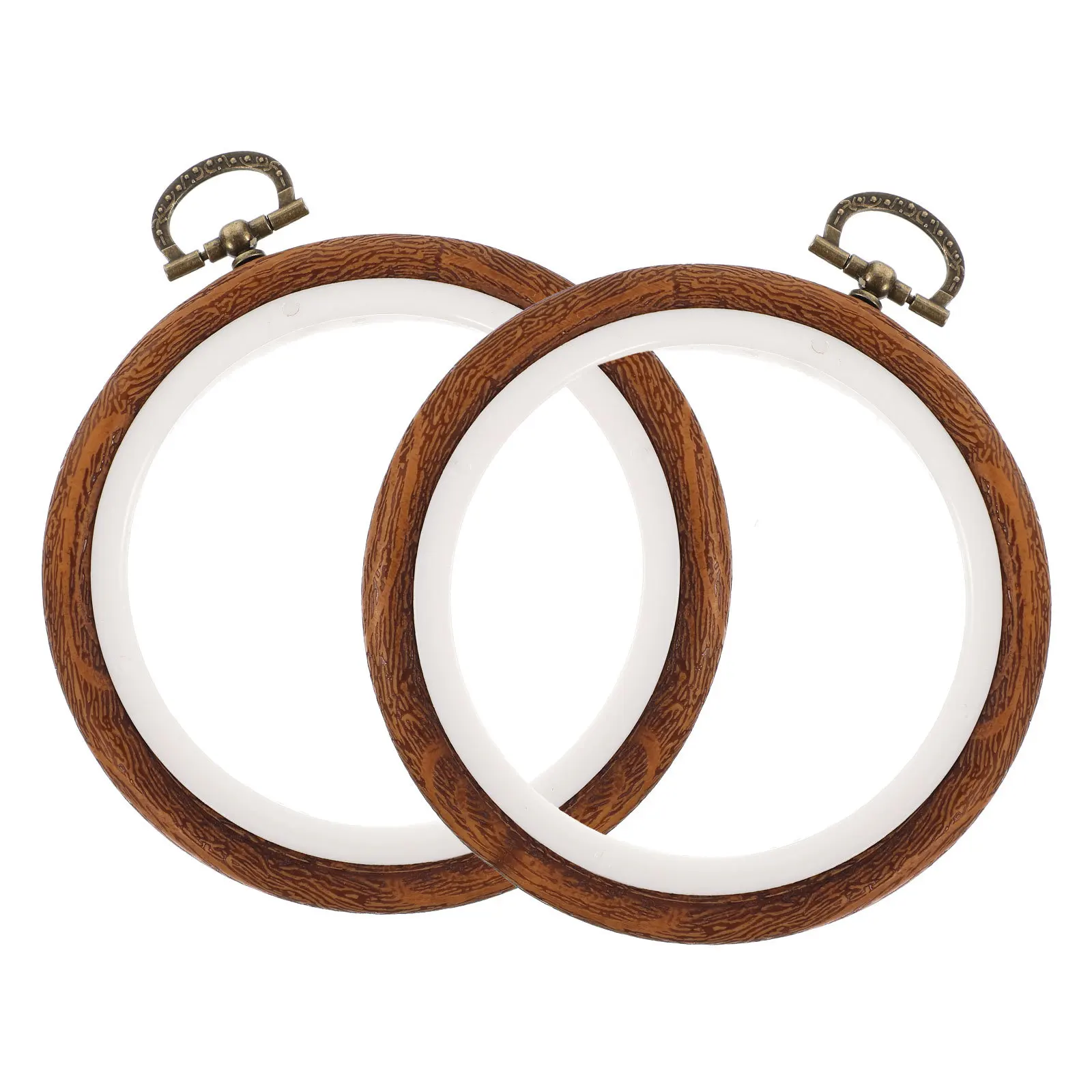

2Pcs Plastic Embroidery Hoops Realistic Wood Look Round Circles for Embroidery Cross Stitch Handicraft Stand Wall Wedding