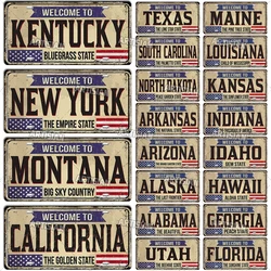 Artisian USA Landmark License Plate Welcome To City Decorative Vehicle Plate State Metal Tin Plaque Wall Decor Garage Bar Pub