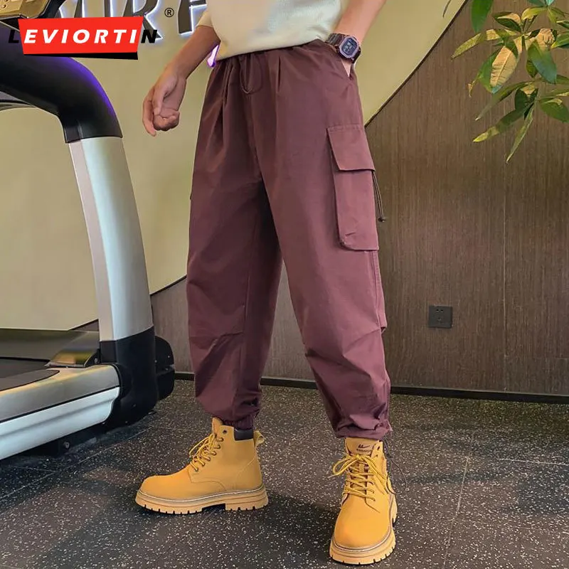 Hip Hop Cargo Pants For Men Fashion Loose Straight Wash Old Paratrooper Pants Casual Loose Straight Trousers Male Workwear