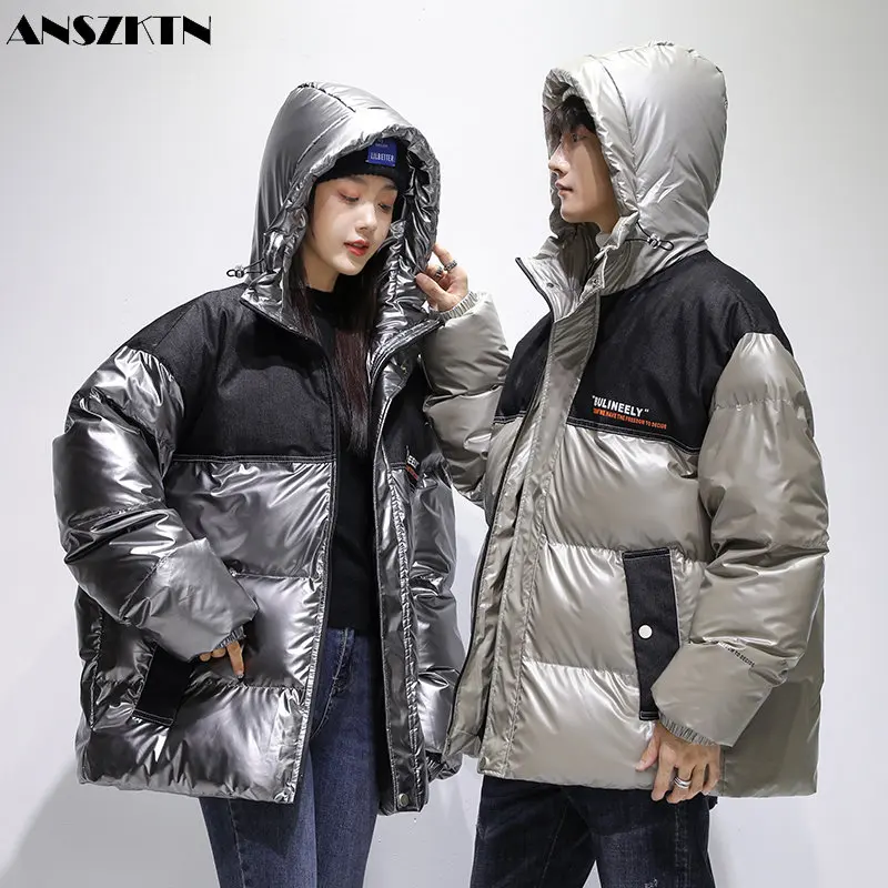 ANSZKTN New autumn and winter men\'s padded jacket couple leisure thickened hooded bread padded jacket