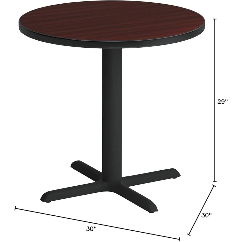 30 Inch Round Breakroom Table Thermal Fused Melamine Black Edge Cast Metal Base Office Coffee Table Dining Table Workspace