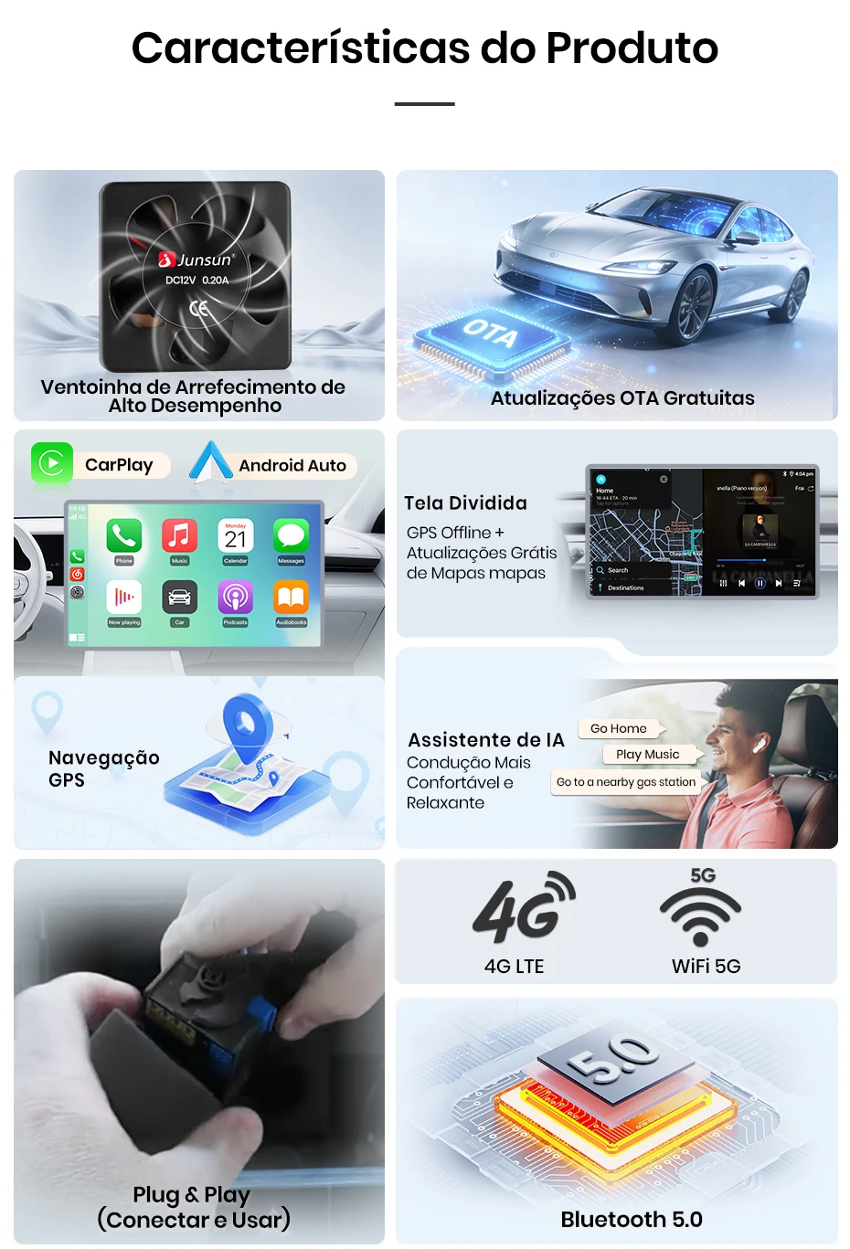 Junsun 7/9 Zoll IPS Android 15 Autoradio für VW Golf 5 6 Passat B6 B7 CC Polo Jetta Tiguan Touran T5 Caddy Skoda Octavia Yeti Fabia Seat Ibiza Leon Kabelloses CarPlay Android Auto 8-Kern GPS Bluetooth DSP RDS SWC 2 Din Autoradio – Detail 9