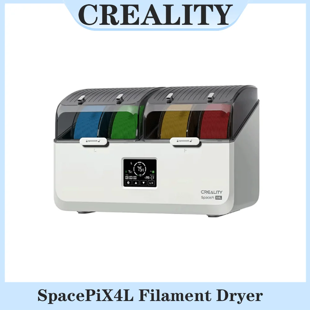 

Сушилка для филамента Creality SpacePi X4L для всех 3D-принтеров, на 4 катушки, для сушки нескольких цветов, с двумя независимыми нагревательными камерами, до 75°C ℃
