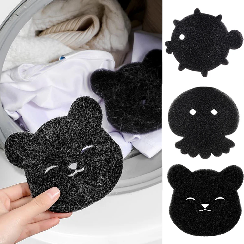 2 In 1 Pet Hair Remover Bear Shape Laundry Ball Washing Machine Lint Catcher Reusable Clothes Sofa Dog Cat Hair Cleaning Sponge