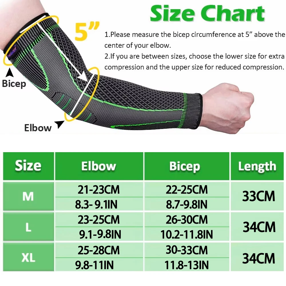 1Pc Elbow Braces Compression Arm Sleeves for Men & Women, Non-Slip Breathable Arm Support for Tendonitis, Tennis Elbow