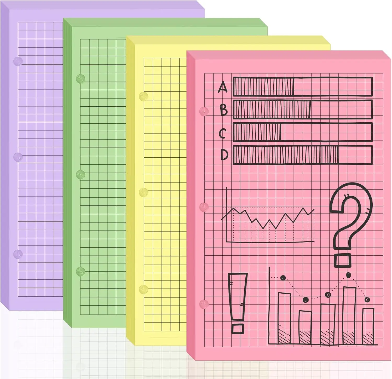 Half Letter Graph Paper Pad for Binders