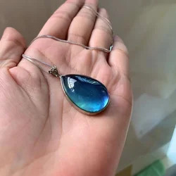 Natural Blue Aquamarine Rectangle Pendant 38*24*10mm Dragon Big Size Aquamarine Brazil Jewelry Women Fashion Jewelry AAAAAAA