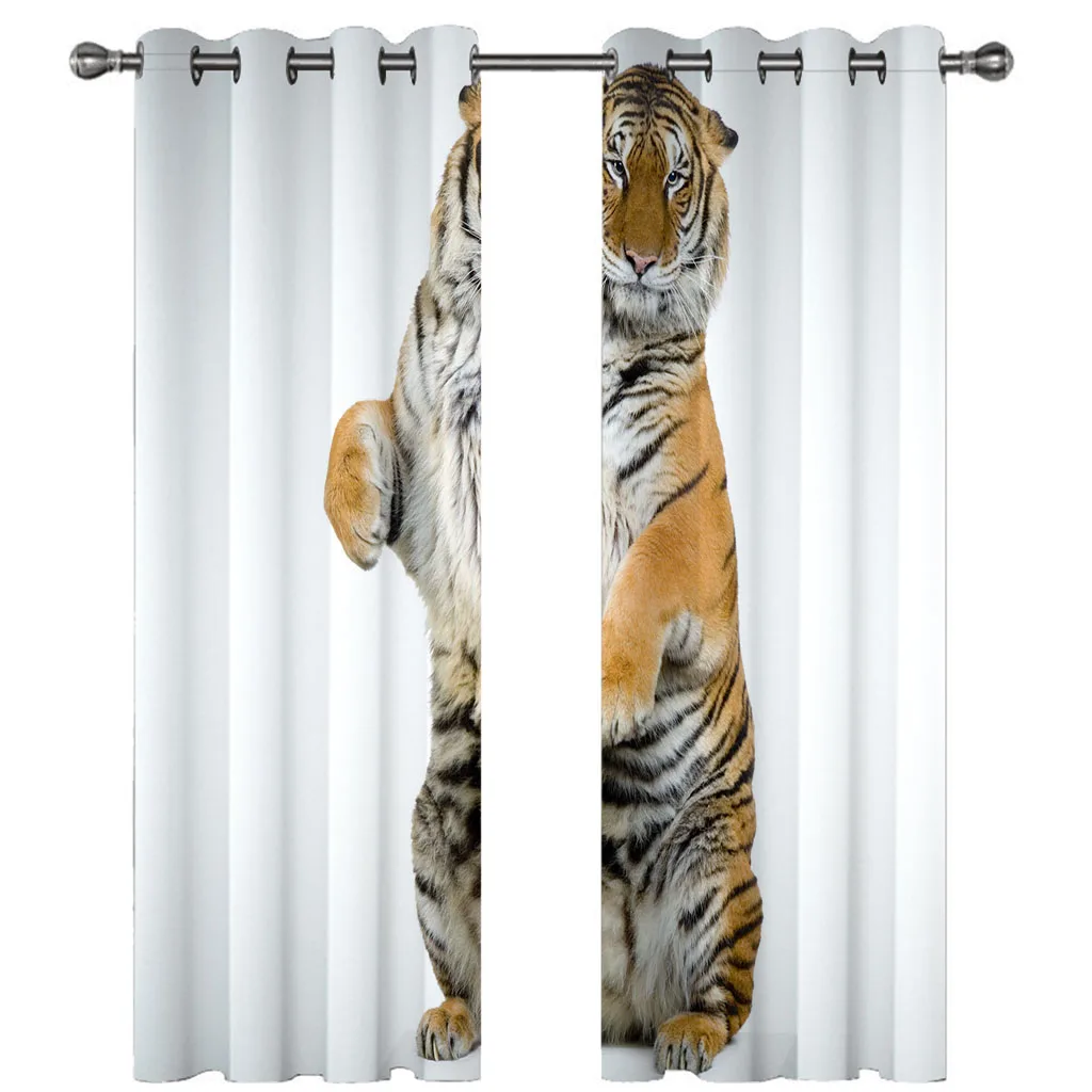 Customized Black Out Curtains For Bedroom Uk Creative Animal Tiger Bedroom Blackout Curtains 3D Super Soft Kids 2Pcs Thermal In