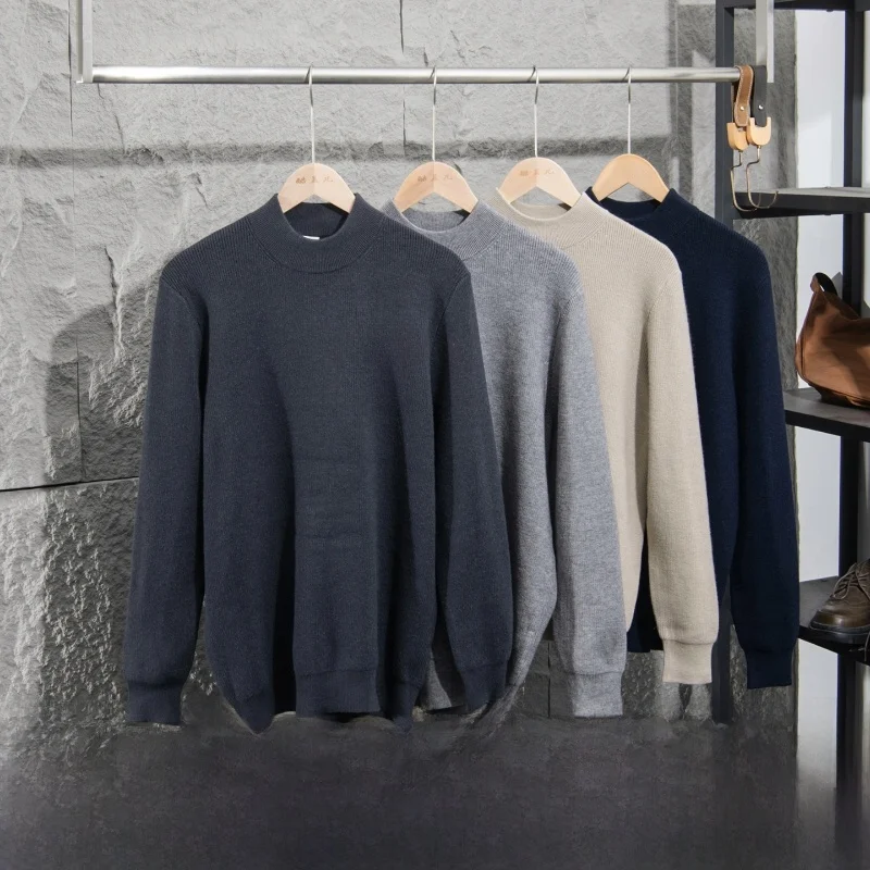 

Эластичный повседневный мужской трикотажный свитер с высоким воротником, дышащий, теплый, из модала, с защитой от катышков, премиум-класса, осень-зима, GARAGE MAN