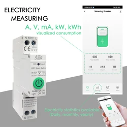 TUYA 1P + N WIFI Smart Switch smartlife 40A contatore di energia Kwh misurazione monitoraggio interruttore relè Timer MCB