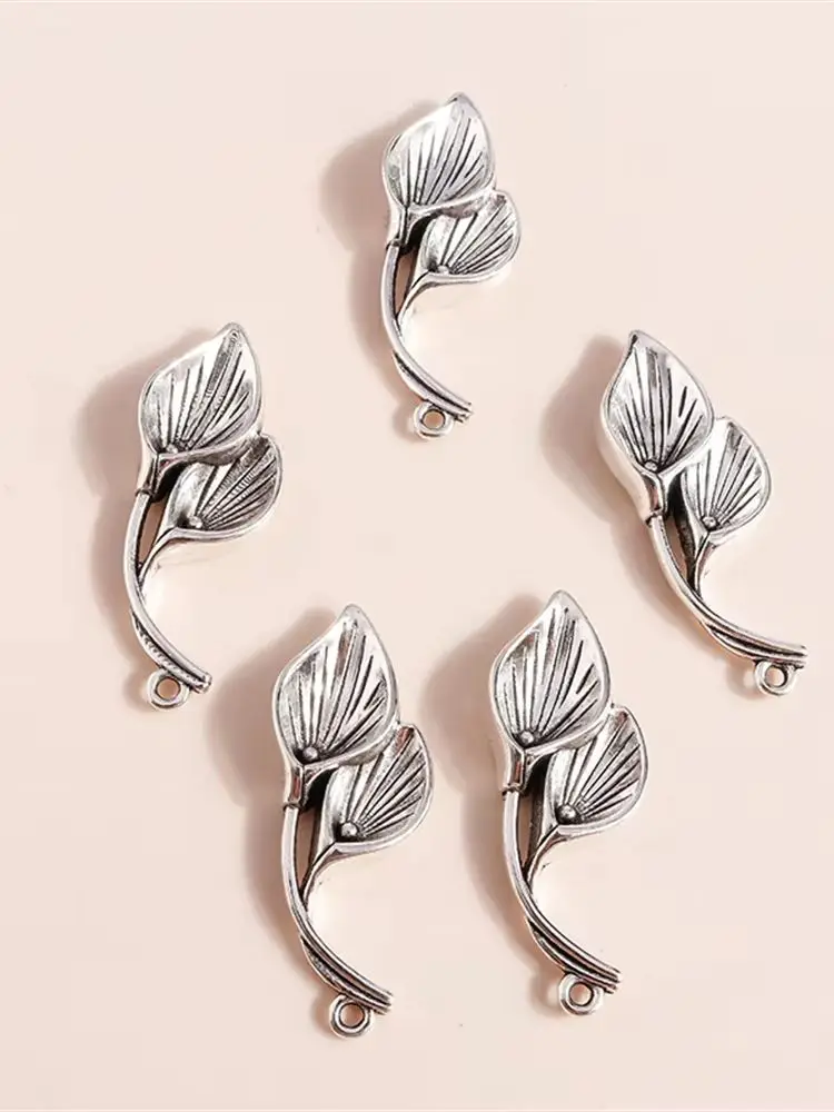 Leslie 8 Stück 15*36mm Antiksilberfarbene Calla-Lilien-Blüten-Anhänger für Halsketten, Armbänder, DIY-Schmuckherstellung – Detail 2