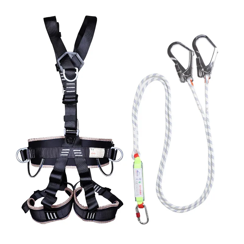 

Full Body Seat Belt With Hook 1.8m Double Rope Safety Lanyard Polyester Bracket By EN361:2002 CE CN; JIA