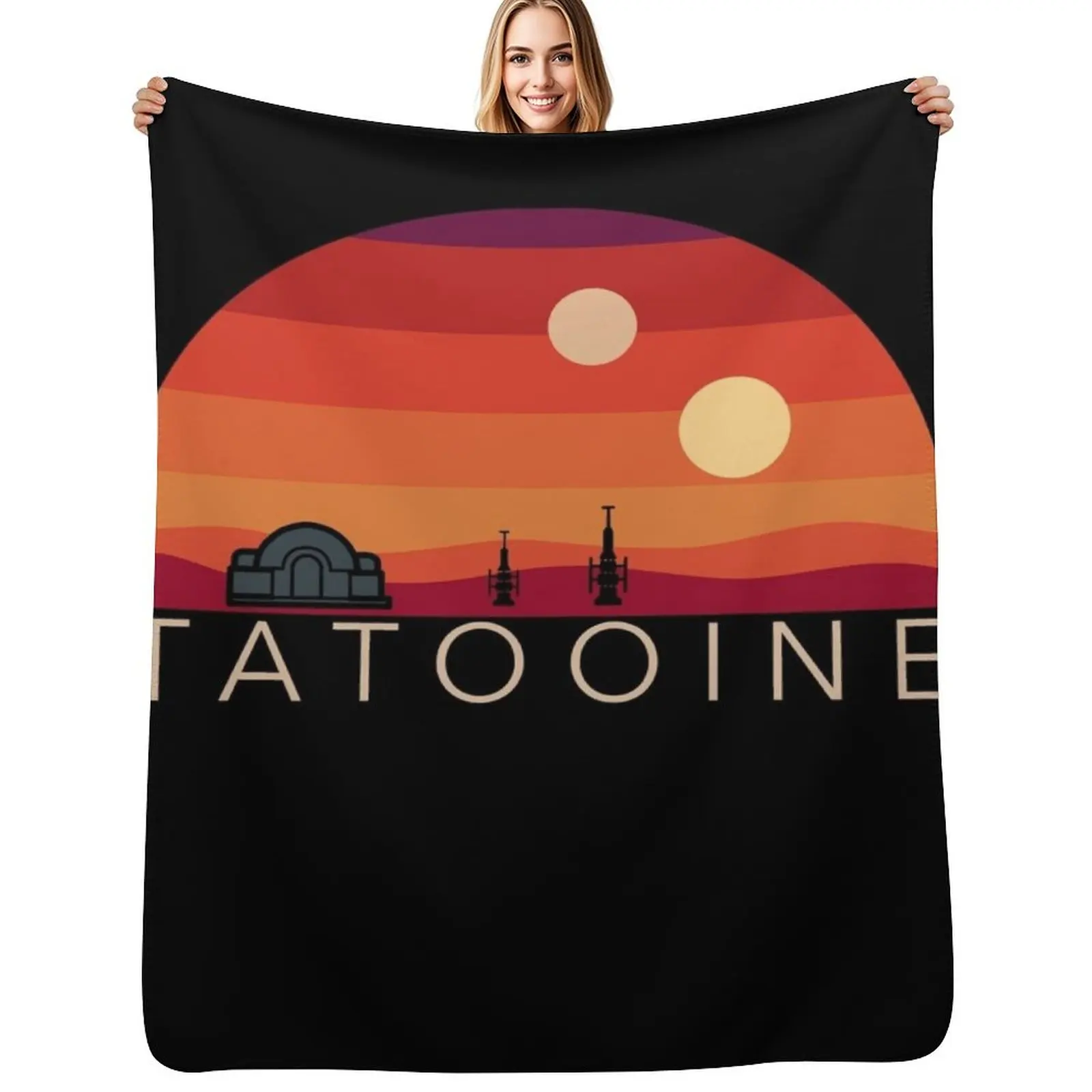 

Tatooine desert planet with 2 suns Throw Blanket sofa bed Camping warm for winter Luxury Blanket
