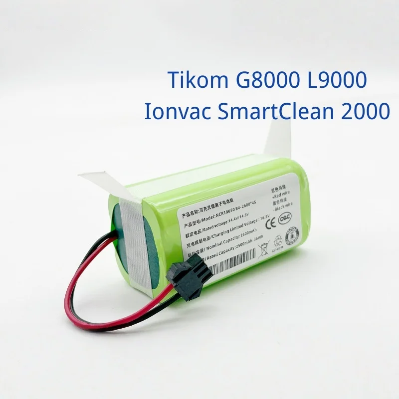 14.4V 2600mAh Sweeping Robot Battery for Tikom G8000 L9000 Ionvac SmartClean 2000 Replace Rechargeable Lithium Battery