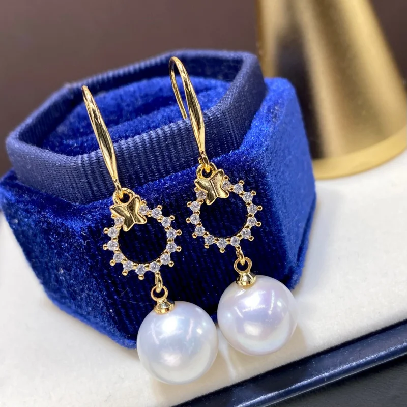 Pearl Earrings 18K Gilded Freshwater 10Mm Ear Hook