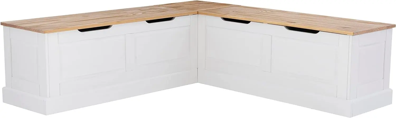 

Linon Natural and White 2 Tone Backless Corner Breakfast, Table is NOT Included Harris Nook