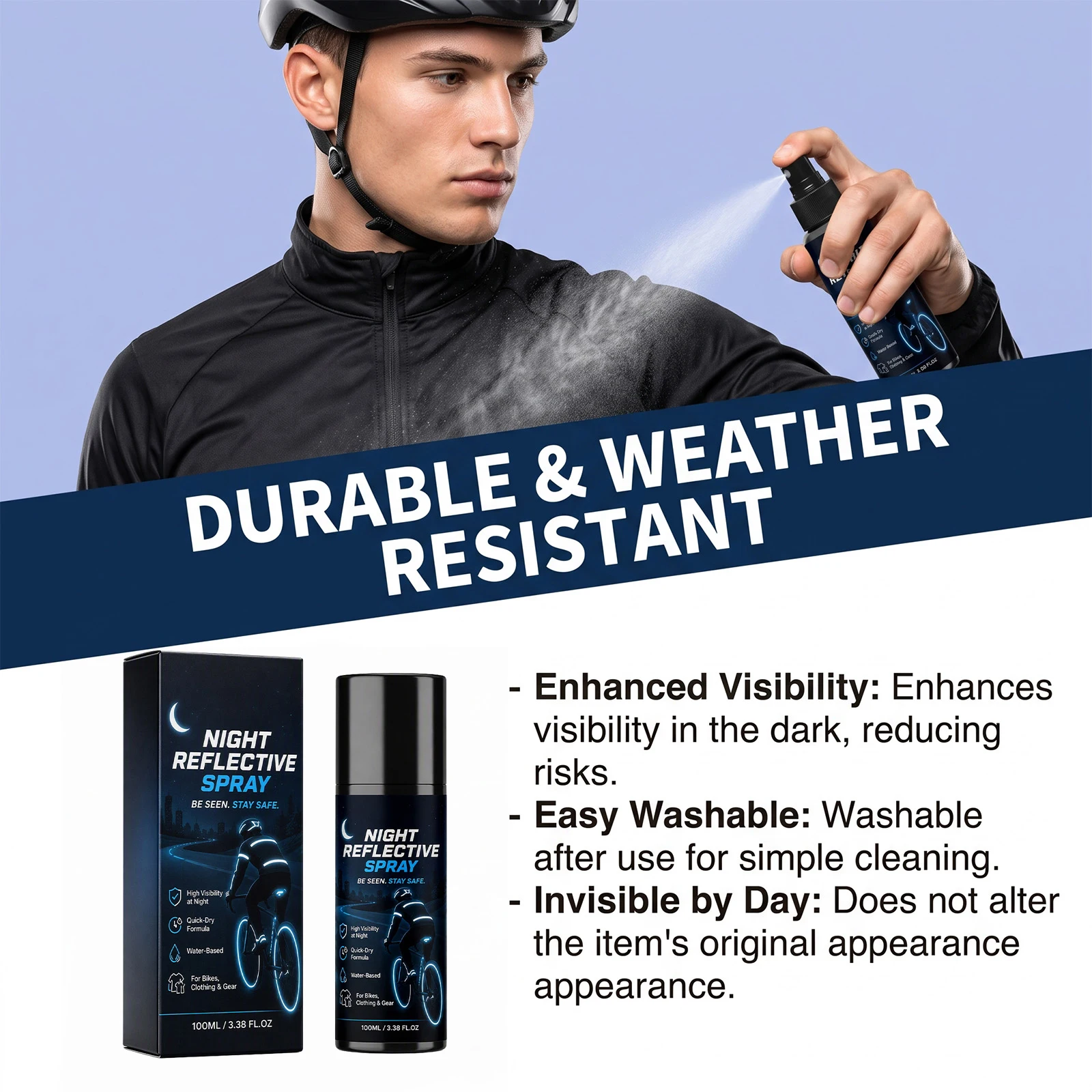 Clear Reflective Spray Paint 100ml Temporary Coat Weatherproof Night Cycling Running Road Safety Visibility Coating