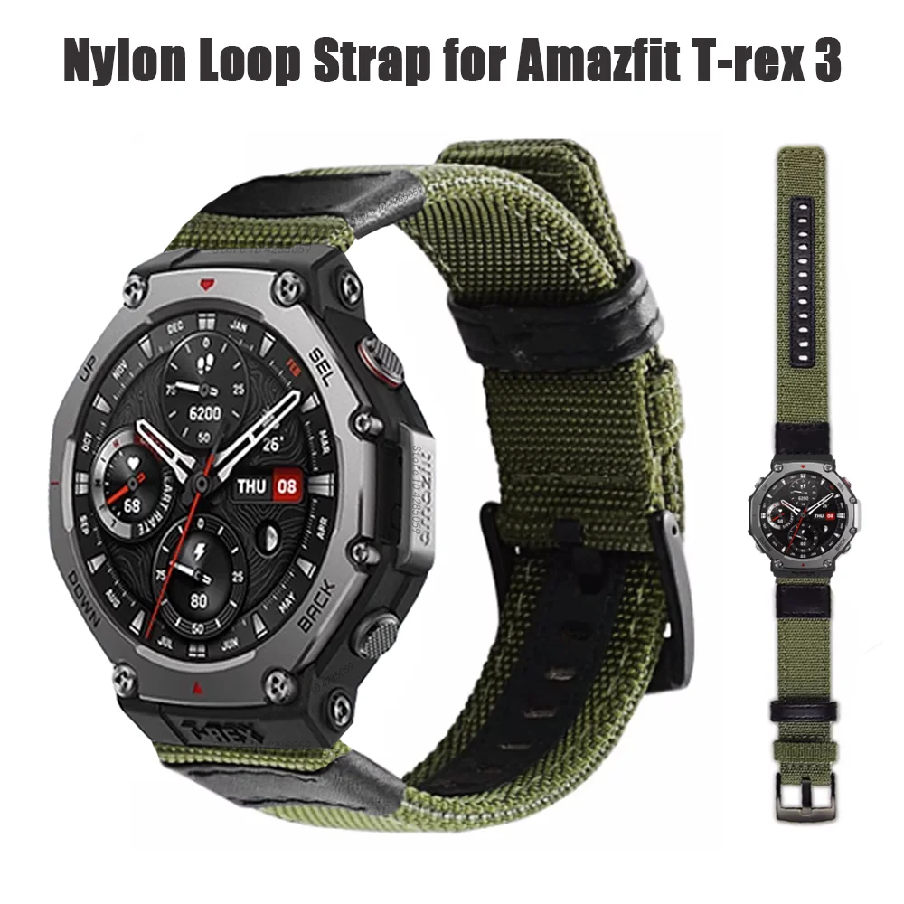 Correia de nylon para Amazfit T-rex 3, relógio inteligente, pulseira esportiva, pulseira trançada, acessórios Huami