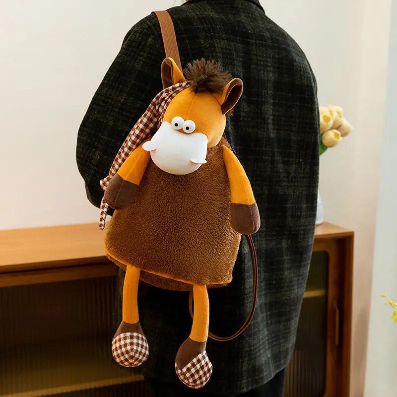 

Autumn / Winter New Creative Cute Cartoon Donkey Doll Design Women's Bag Personalized Fashion Space Cotton Filled Backpack Trend