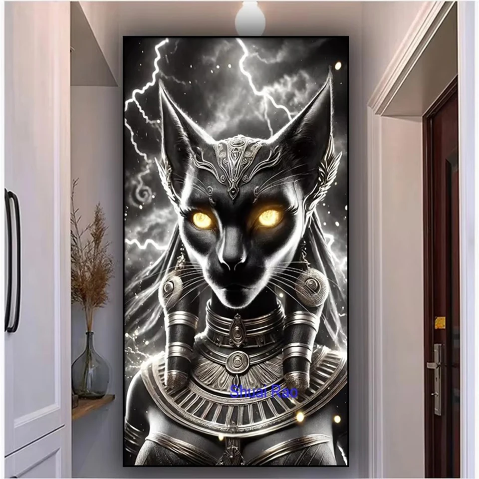 Fierce Powerful Portrait of Egypt’s Cat Deity Diamond Painting New 2025 Full Diamond Mosaic Cross Stitch Kits Home Decoration