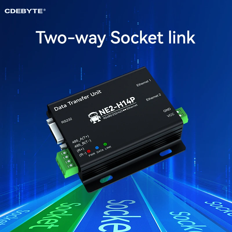 RS485/232/422 zu Ethernet Serial Server ModBus Gateway CDEBYTE NE2-H14P Integrierter Switch Link MQTT Strom- und Signalisolierung