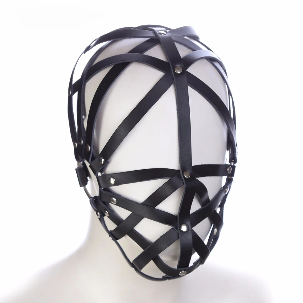 

Cross Strip Genuine Leather Restraint Mask Dog Headgears Head Hoods Erotic Fetish BDSM Couples Slave Sexual Love Bondage