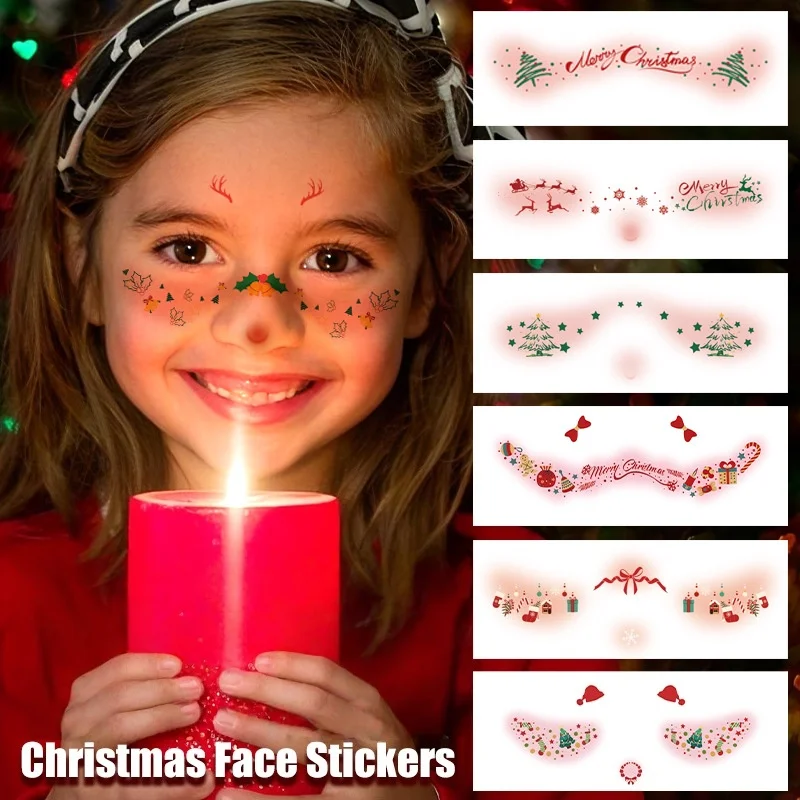 New Christmas Makeup Tattoo Stickers; Cute Blush Face Stickers for Kids' Parties; Easter Tattoo Stickers; Halloween Stickers