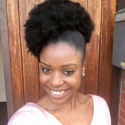 Afro Kinky Curly Ponytail Brazilian Ombre Remy Hair Drawstring Afro Puff Pony Tail Clip In Hair Extensions 6