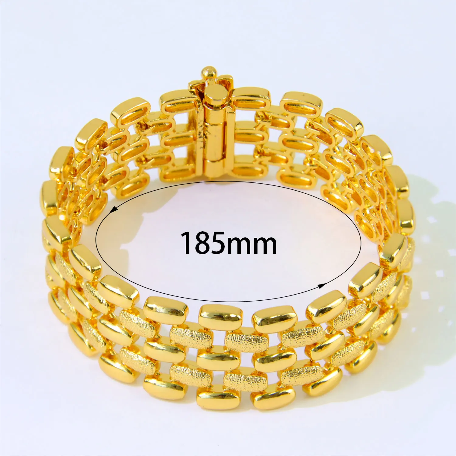 Arabische Frauen Einfache Gold Armband Dubai 24k Gold Überzogene Elegante Armband Armreifen Äthiopischen Klassische Hochzeit Party Schmuck – Detail 3