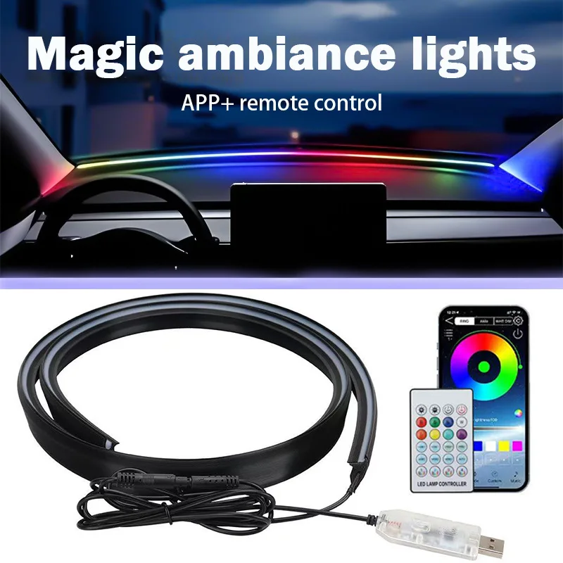 

Universal Car RGB Color-Changing Windshield Seal LED Acrylic Ambient Light USB Plug-and-Play Streamer Decorative Light Interior