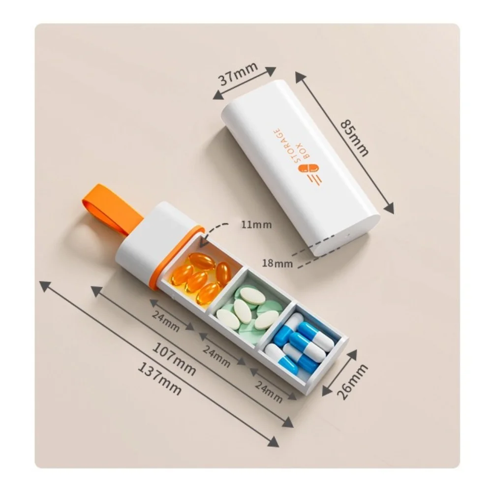 Mini Pull‑out Travel Pill Box 3 Grids Portable Medicine Storage Premium Organizer for Tablets Vitamin Fish Oil Home Outdoor Dail