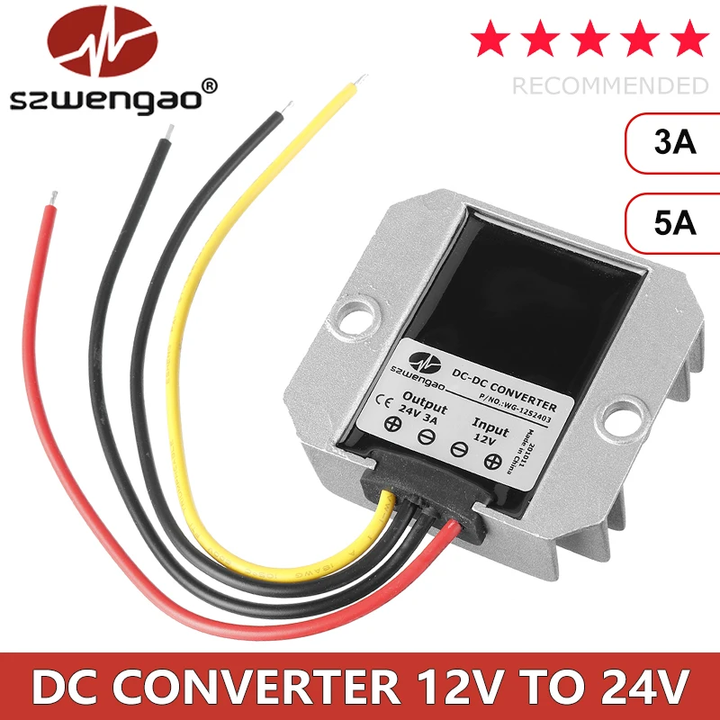 szwengao 12V TO 24V 3A 5A DC-DC Booster Converter 12 Volt to 24 Volt 120W Automotive Power Voltage Regulator Transformer Module