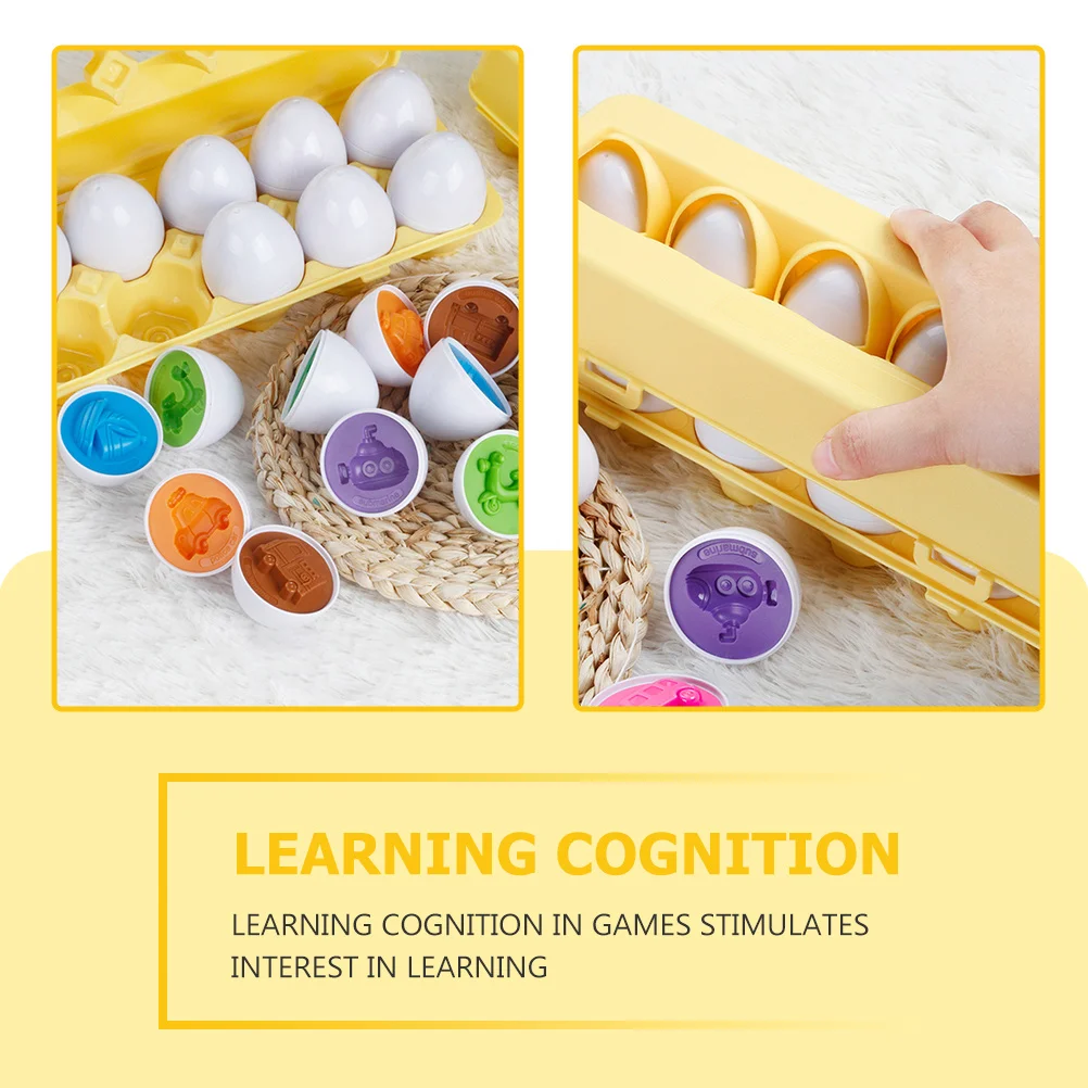 12Pcs Matching Egg Set Educational Vehicle and Color Learning Activity for Kids Hand Eye Coordination Development Early Learning