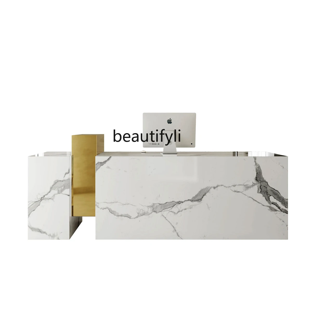 

Clothing store bar checkout page stainless steel splicing modern women's clothing store reception desk