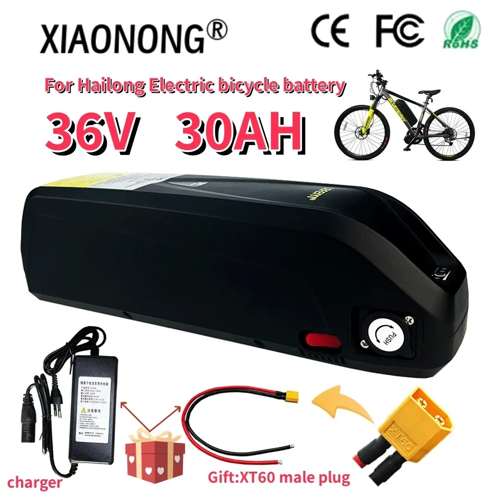 

36V 30AH for Hailong Ebike Battery Box 40A BMS 350W 500W 750W 18650 Battery Pack 10S6P with USB XT60/T Plug