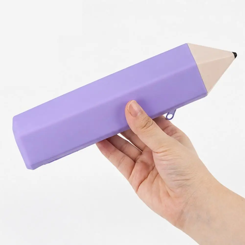 Students Silicone Pencil Case with Zipper, Waterproof Pencil Shaped Stationery Pouch, Large Organizer Bag for Pens