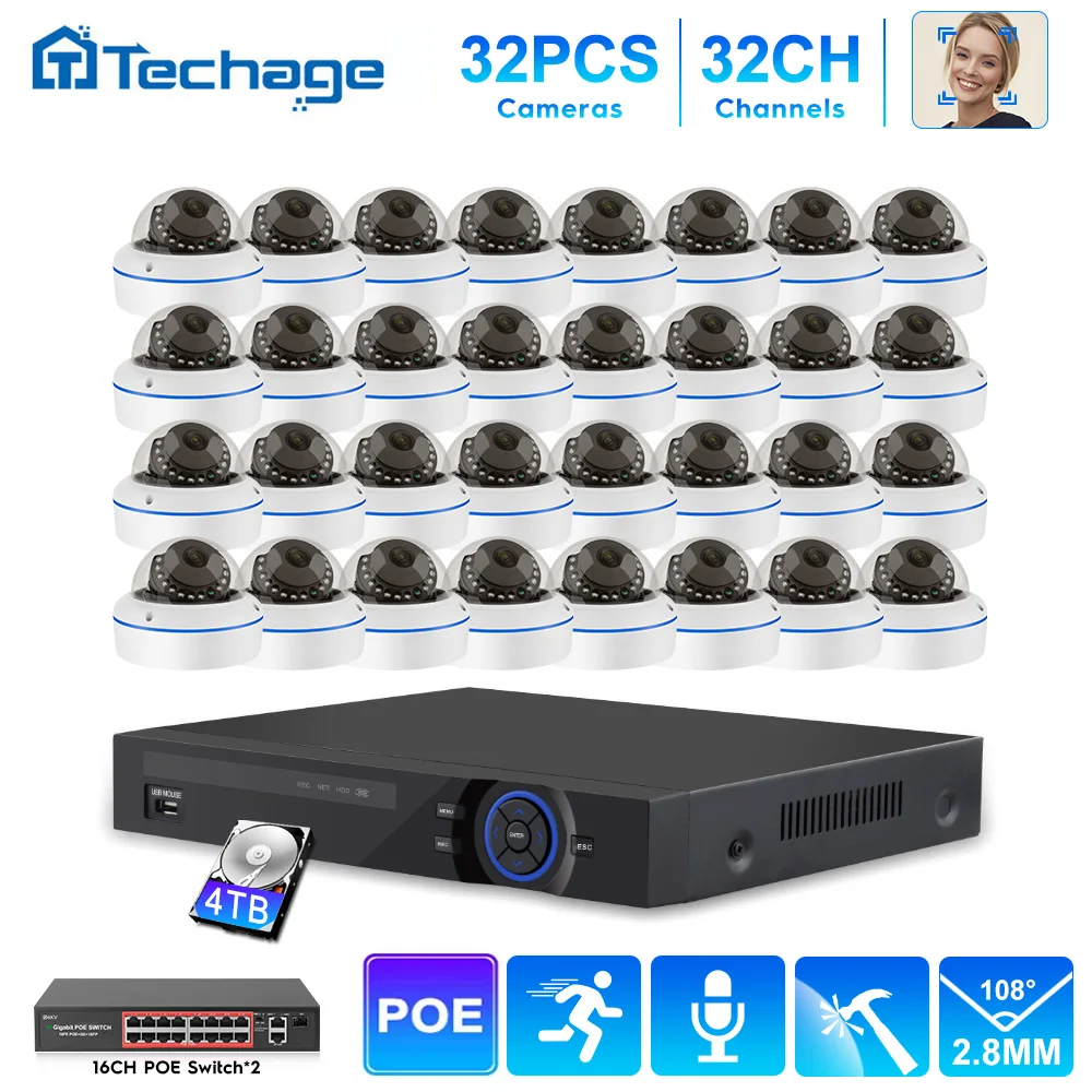 

MISECU 36CH 4MP 5MP POE Security Camera System Vandalproof IP Camera Audio Record Face Detection H.265 CCTV Video Surveillance