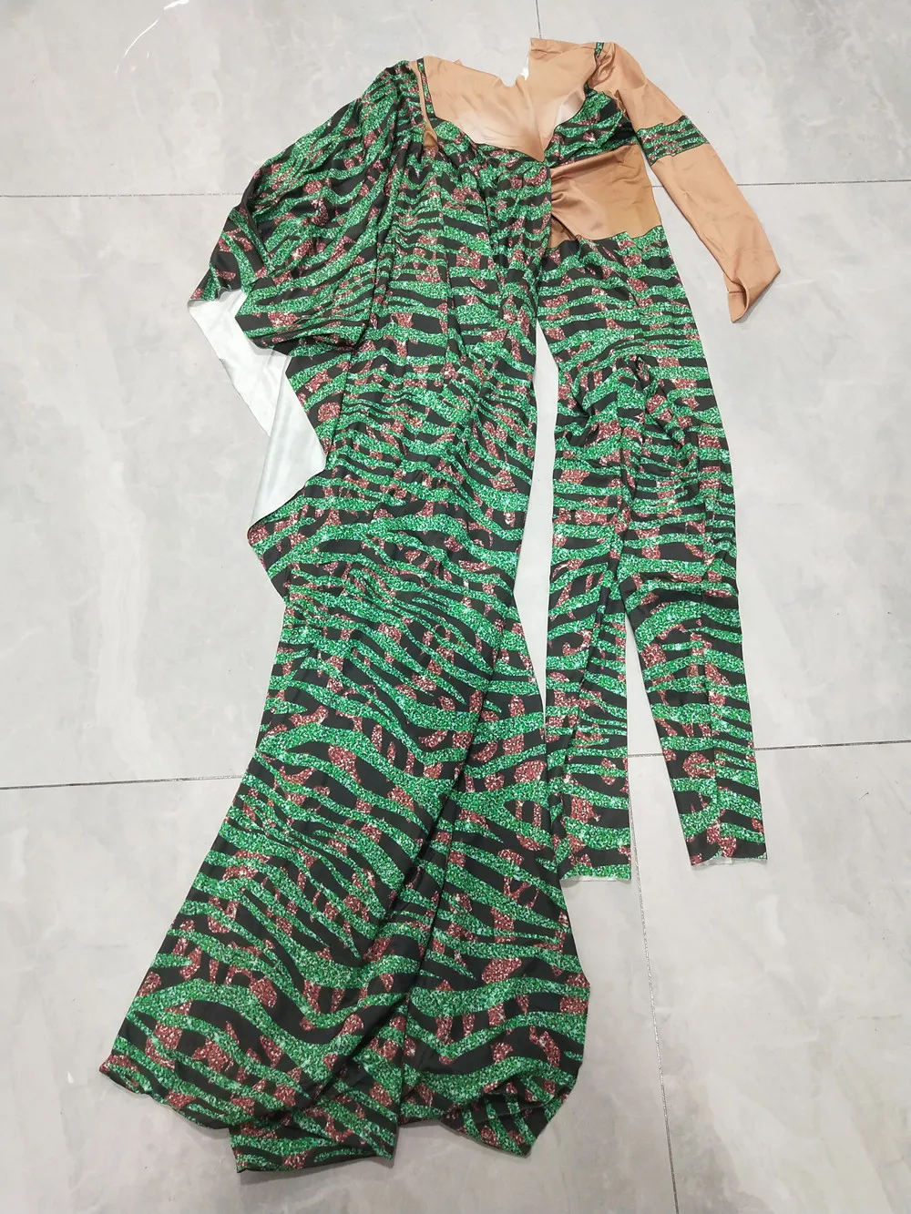 Macacão de manga única com estampa de leopardo, dançarina, cantora, performance de palco, festival, festa, show, bar, boate