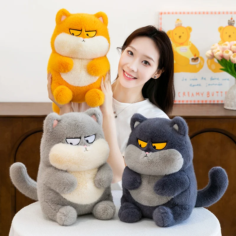 25/35CM Funny Expression Cat Plush Doll Cute Sitting Fat Orange Cat Toys Stuffed Soft Animal Pillow For Birthday Xmas Gifts