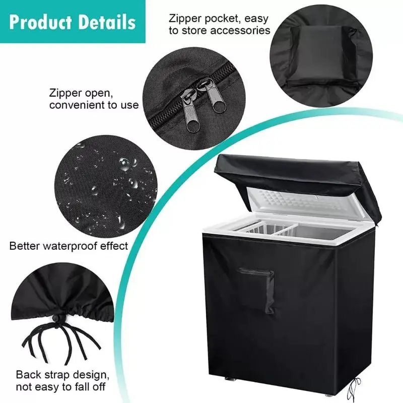Oxford Chest Freezer Cover Waterproof Dustproof UV Resistant Heavy Duty Protective Cover for Outdoor Patio