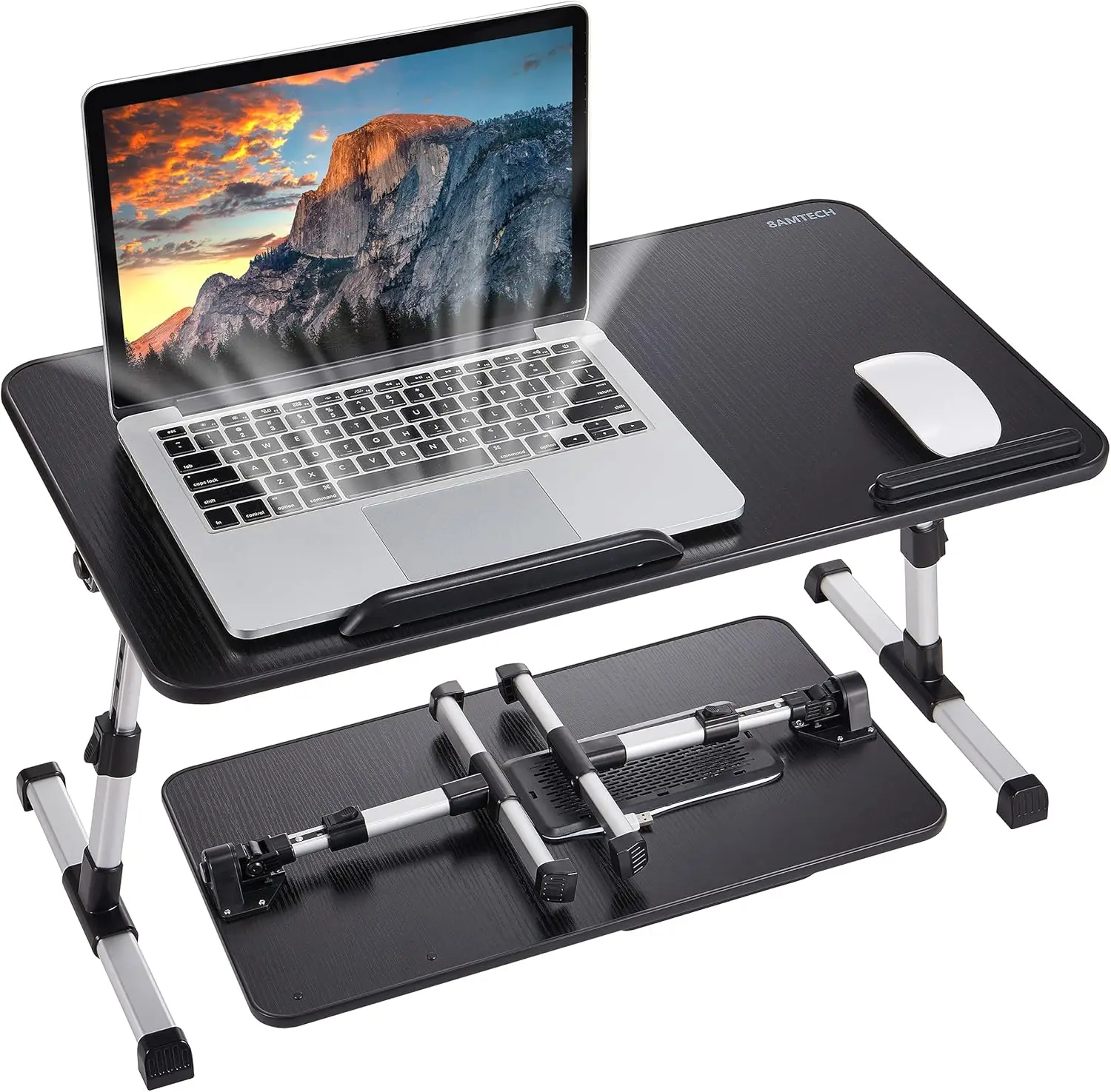 

Adjustable Laptop Desk with Cooling Fan for Working, Reading, Writing in Bed Sofa Floor