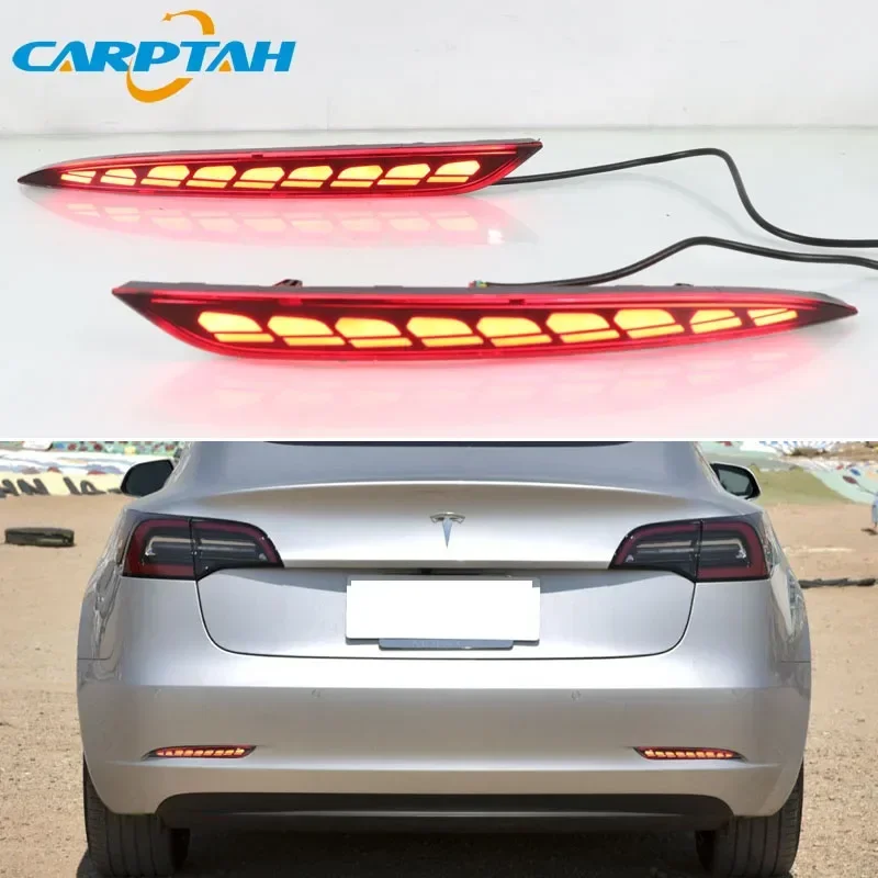

Car LED 12V Rear Bumper Lamps For Tesla Model 3 2016-2022 Brake Light Turn Signal Backup Reflector Lamp Taillights Car Fog lamp