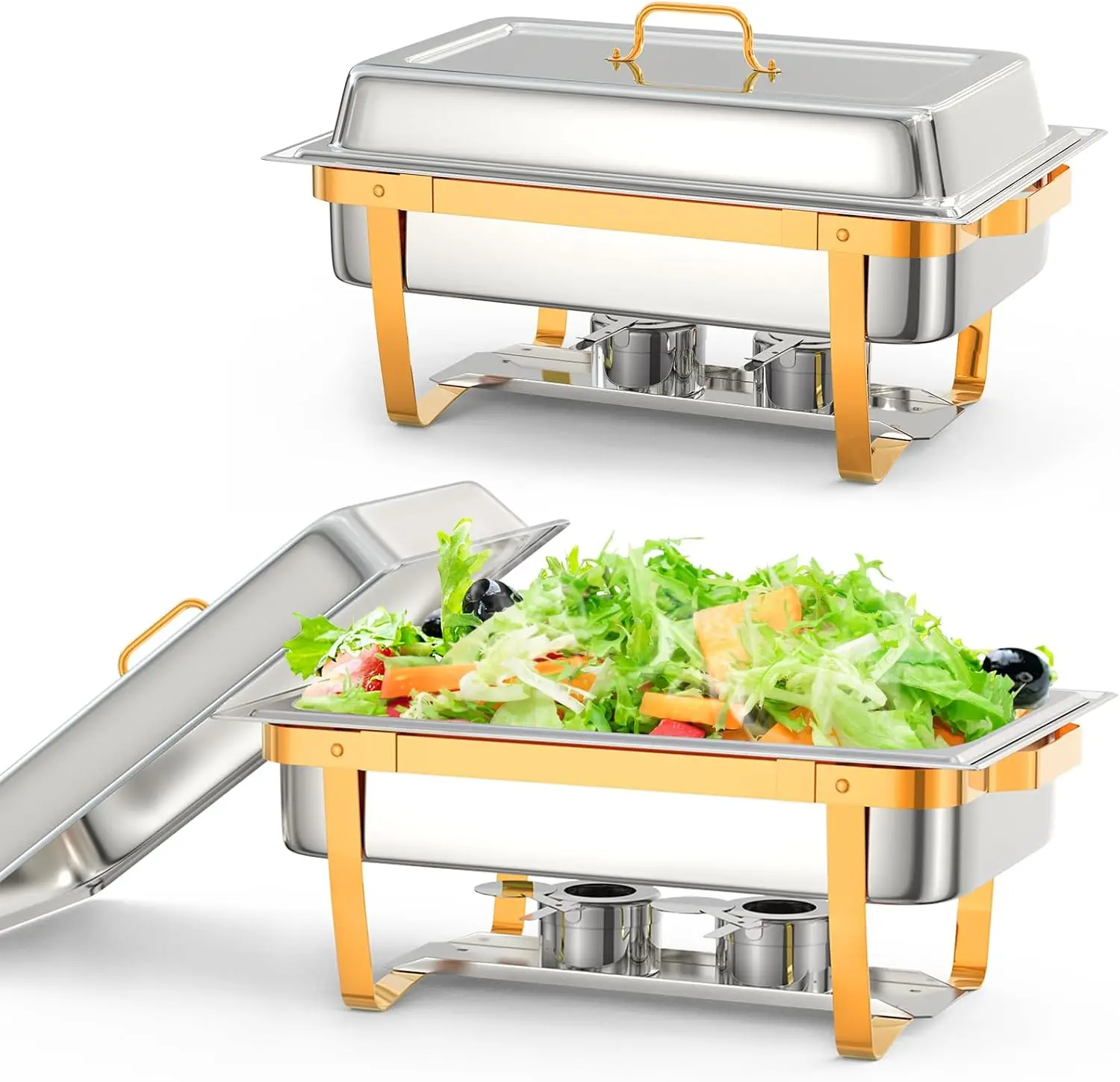 Tacleekii 2 4 6 Pack Chafing Dishes Buffet Set 8QT Rectangle Catering Food Warmers Complete Set Stainless Steel Buffet Servers and Warmers with Lid Complete Set for Parties Banquets Weddings